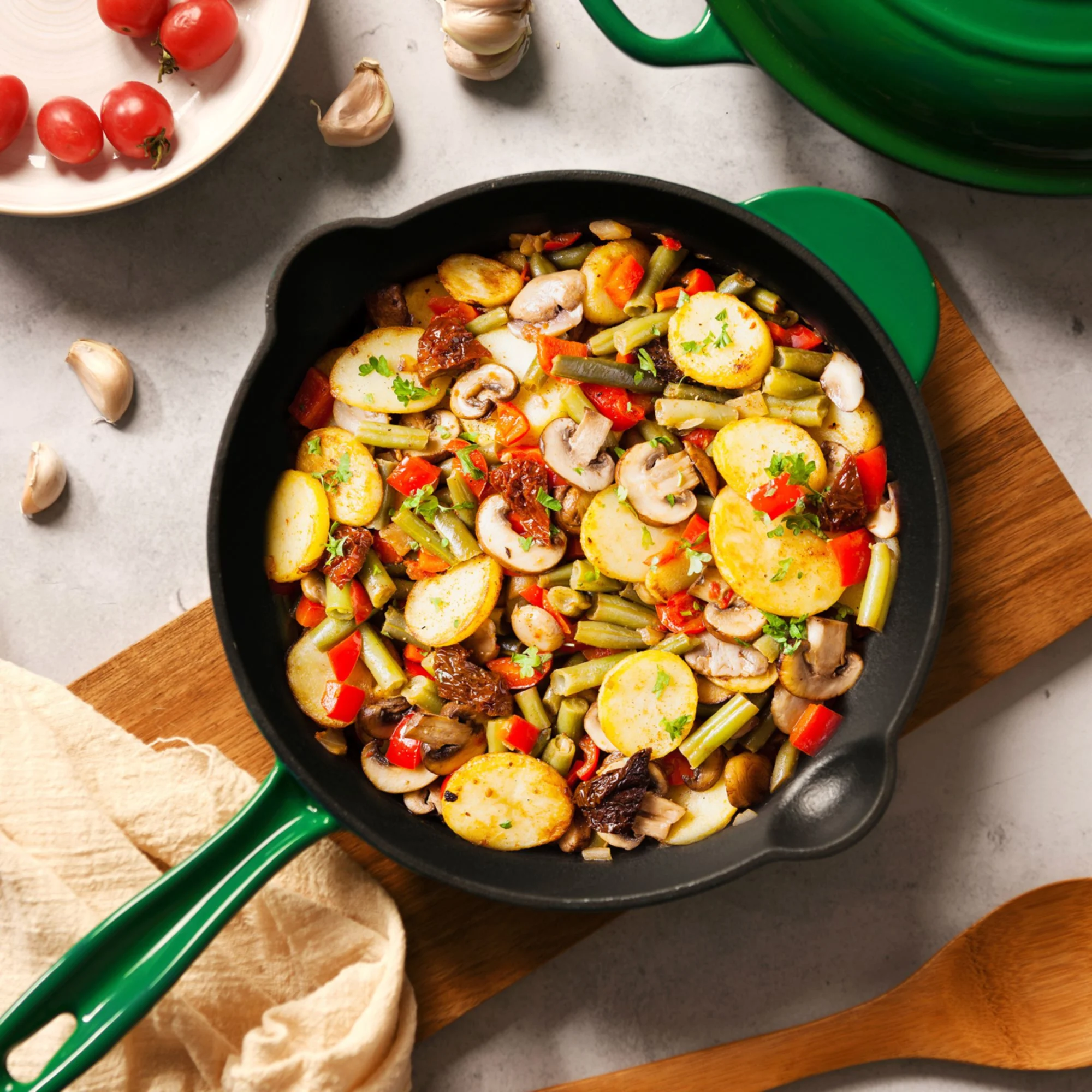Gourmet Kitchen Cast Iron Fry Pan 26cm Eden Green Image 3