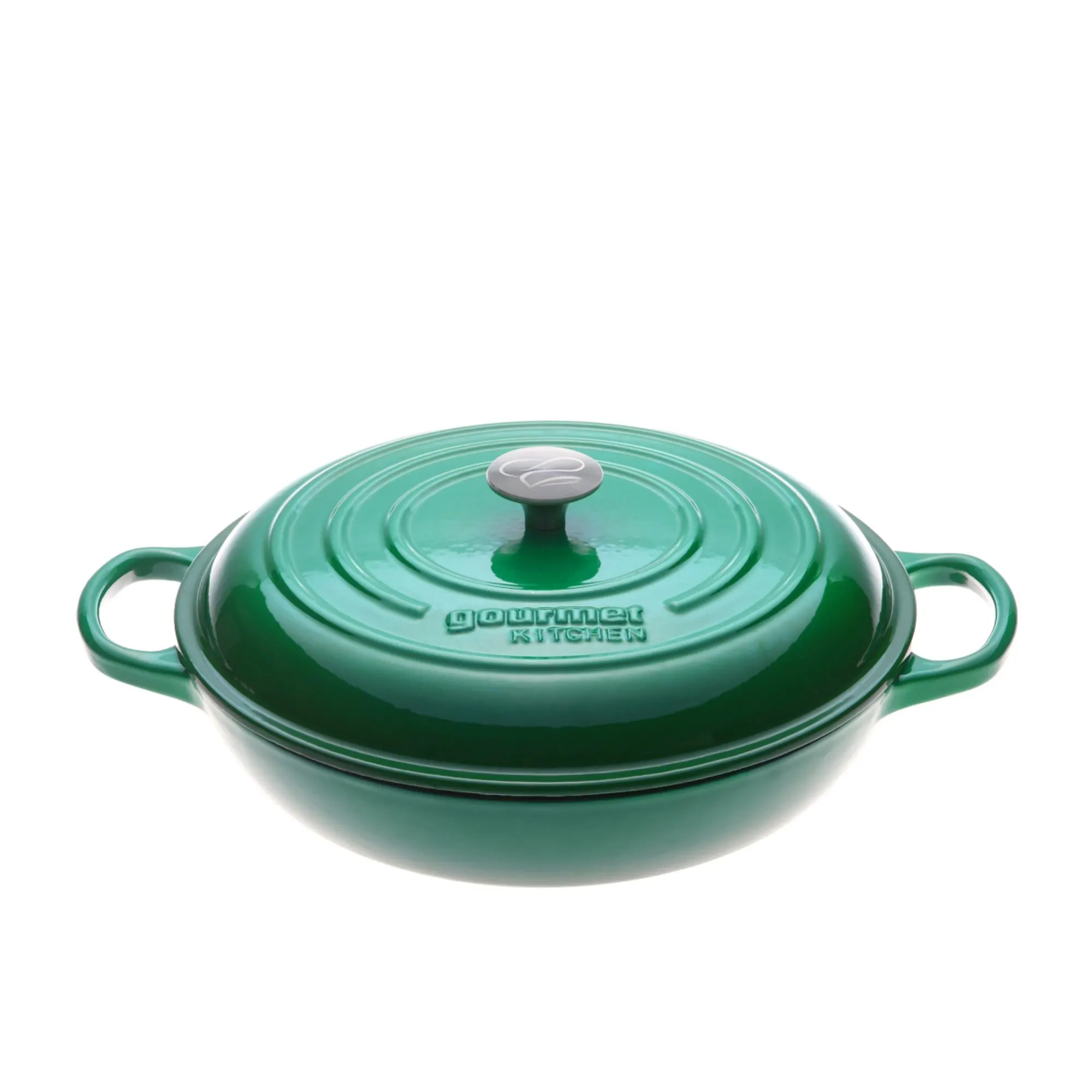 Gourmet Kitchen Cast Iron Shallow Casserole 30cm Eden Green Image 1