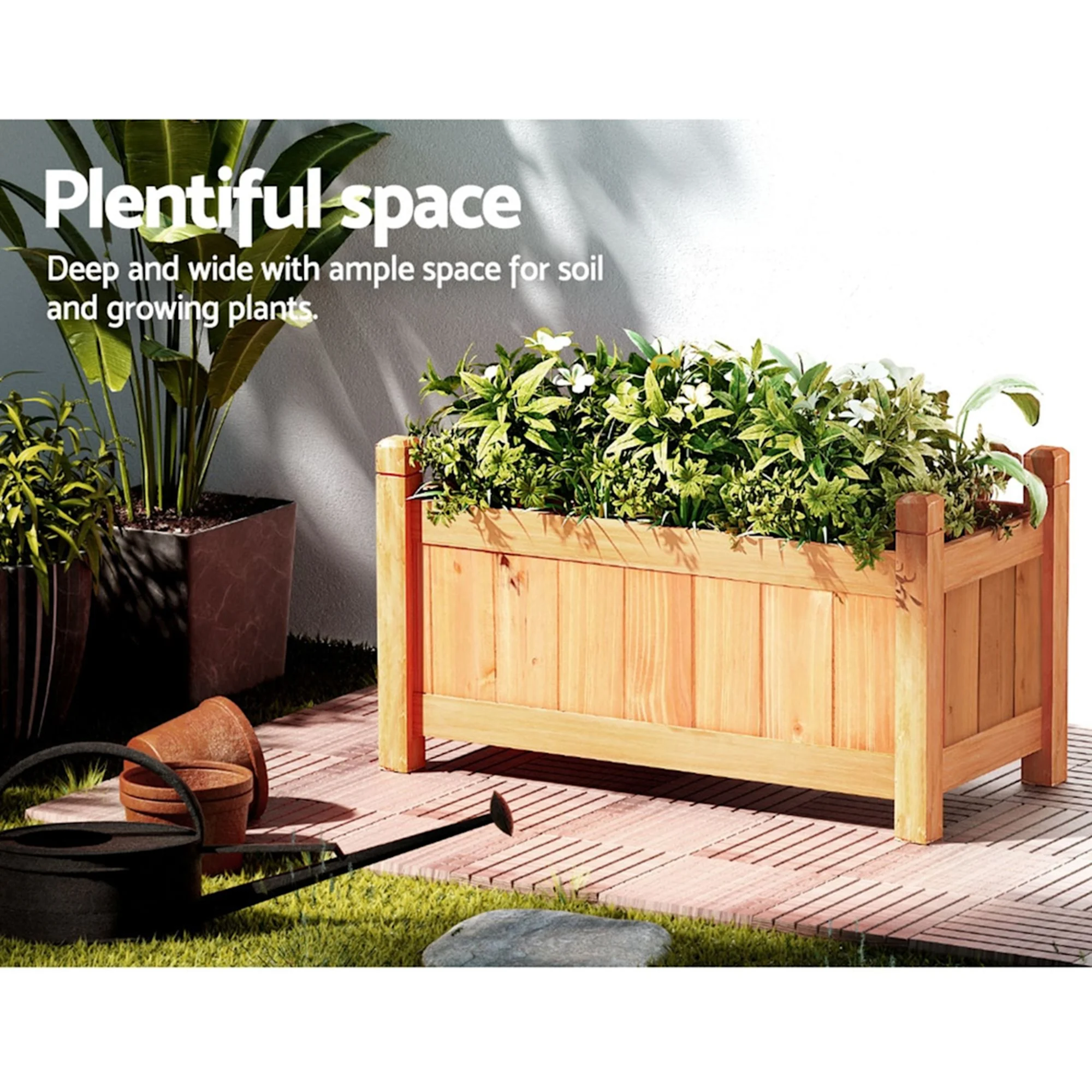 Greenfingers Raised Garden Bed 60x30cm Brown Image 3
