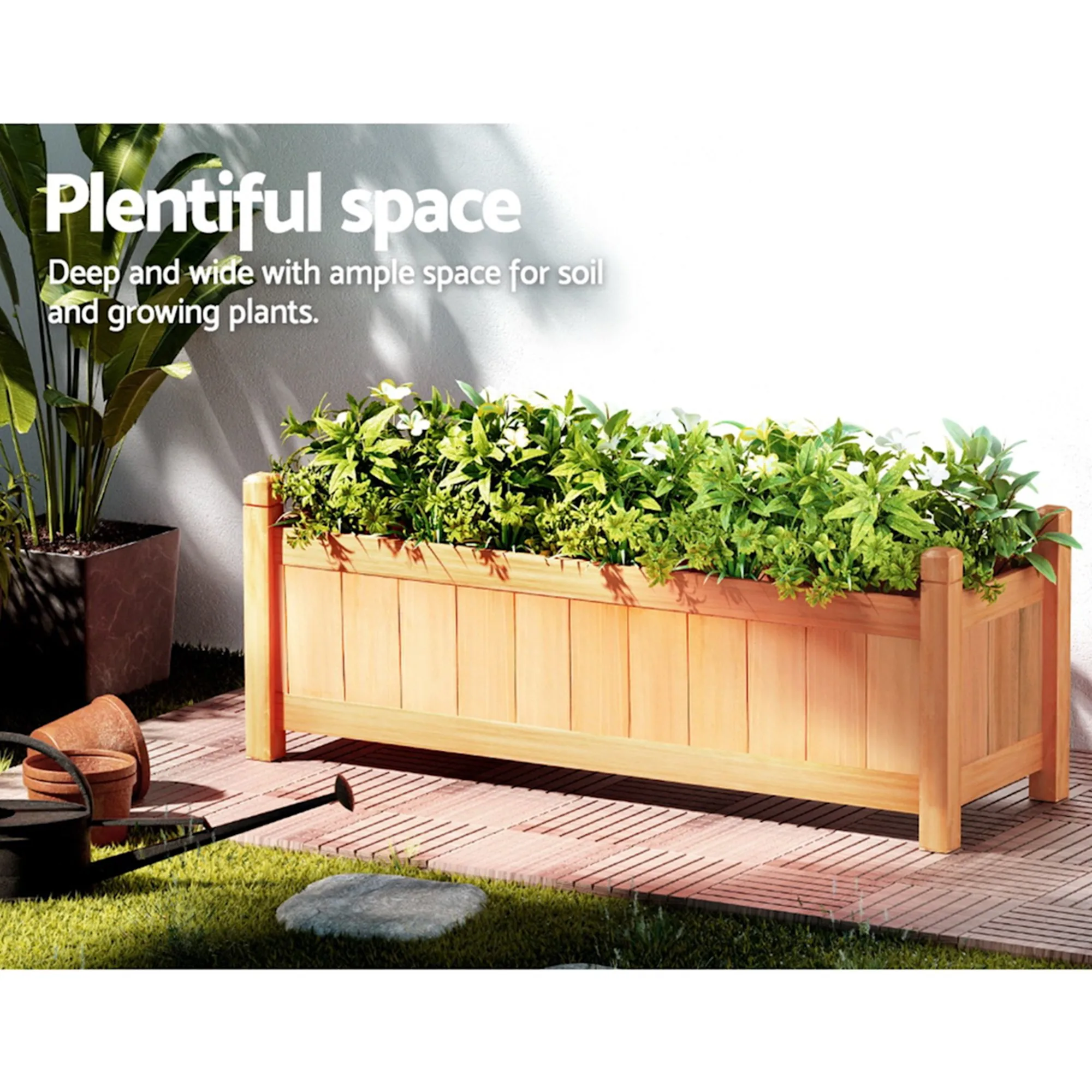Greenfingers Raised Garden Bed 90x30cm Brown Image 3
