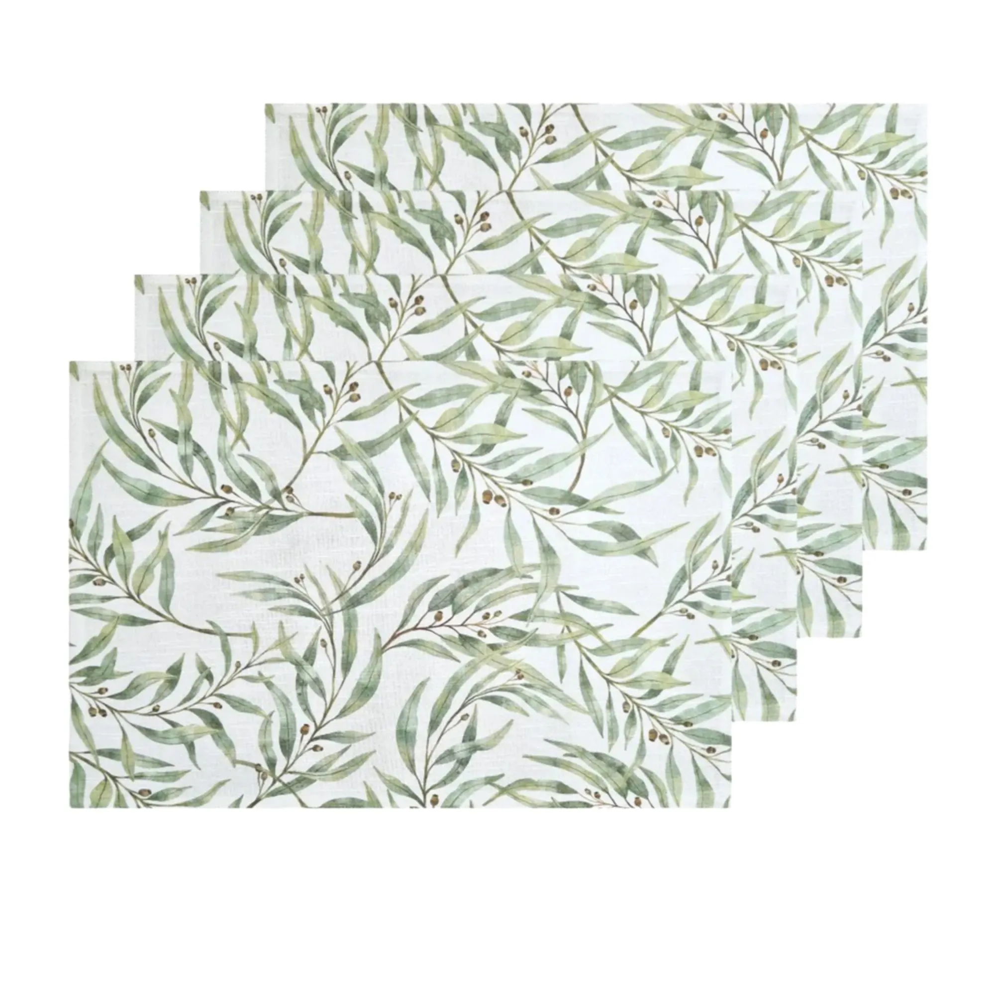 J Elliot Home Eucalyptus Placemat 4pk-33x48cm Ivory Forest Image 1