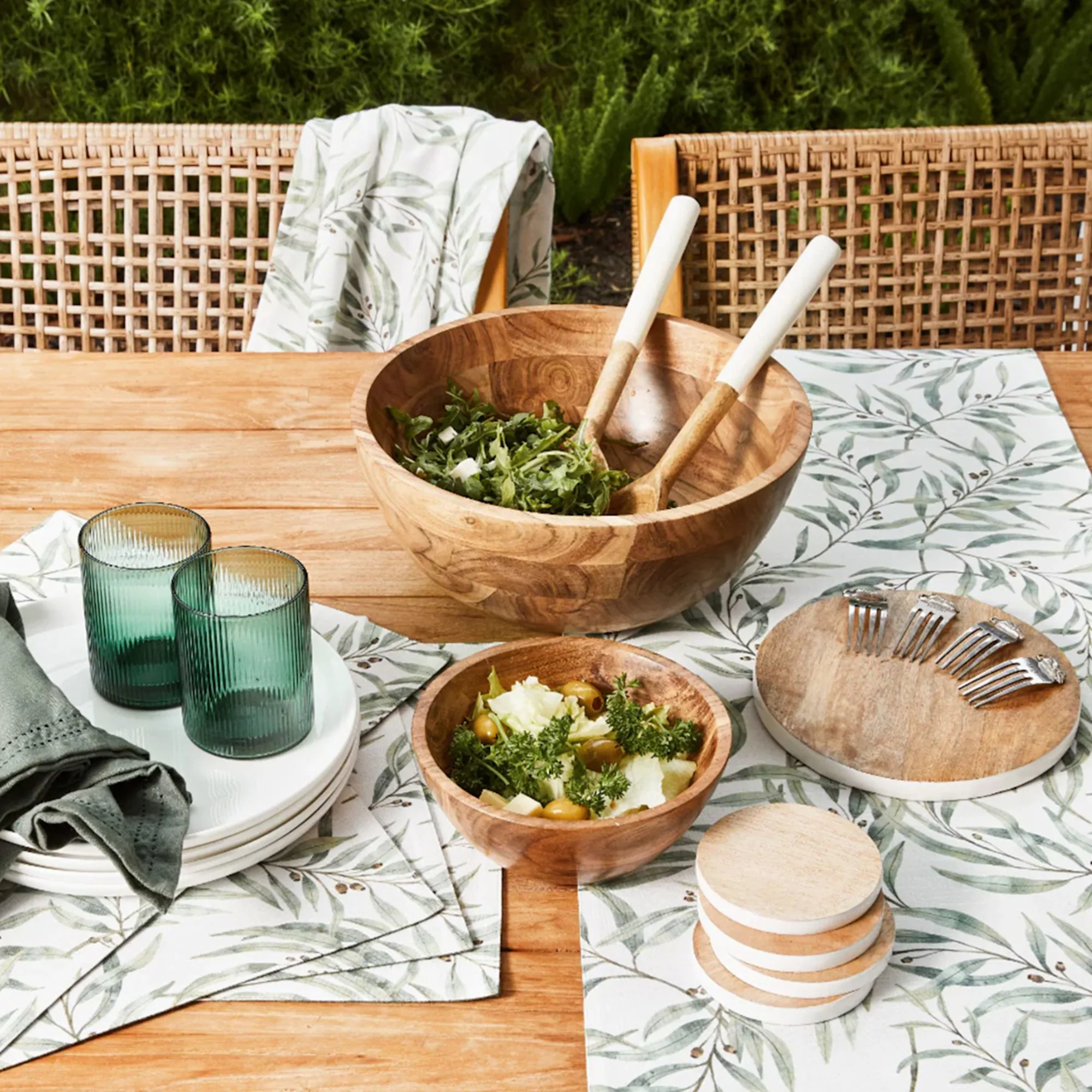 J Elliot Home Eucalyptus Placemat 4pk-33x48cm Ivory Forest Image 2