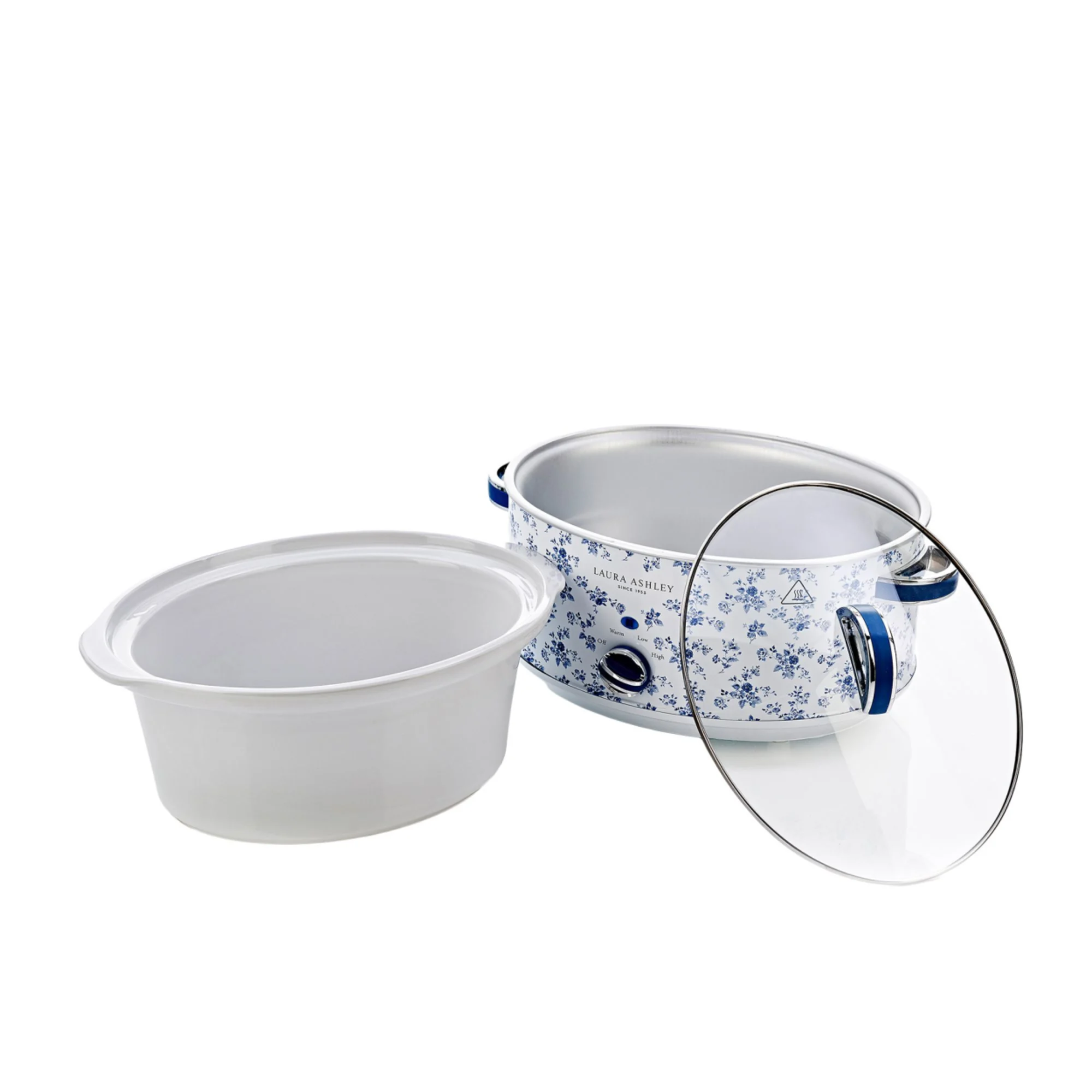 Laura Ashley China Rose Slow Cooker 6.5L White and Blue Image 3