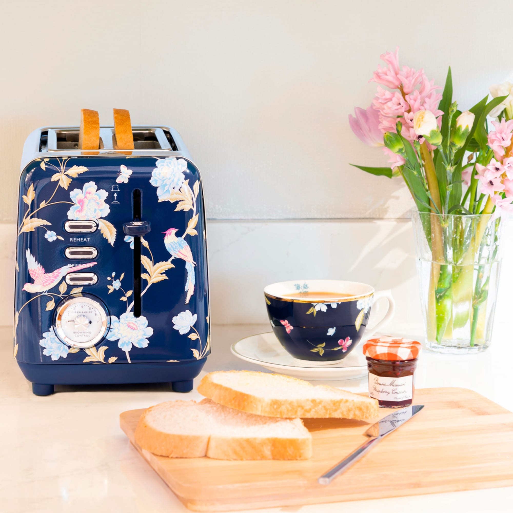 Laura Ashley Elveden 2 Slice Toaster Navy Blue Image 2