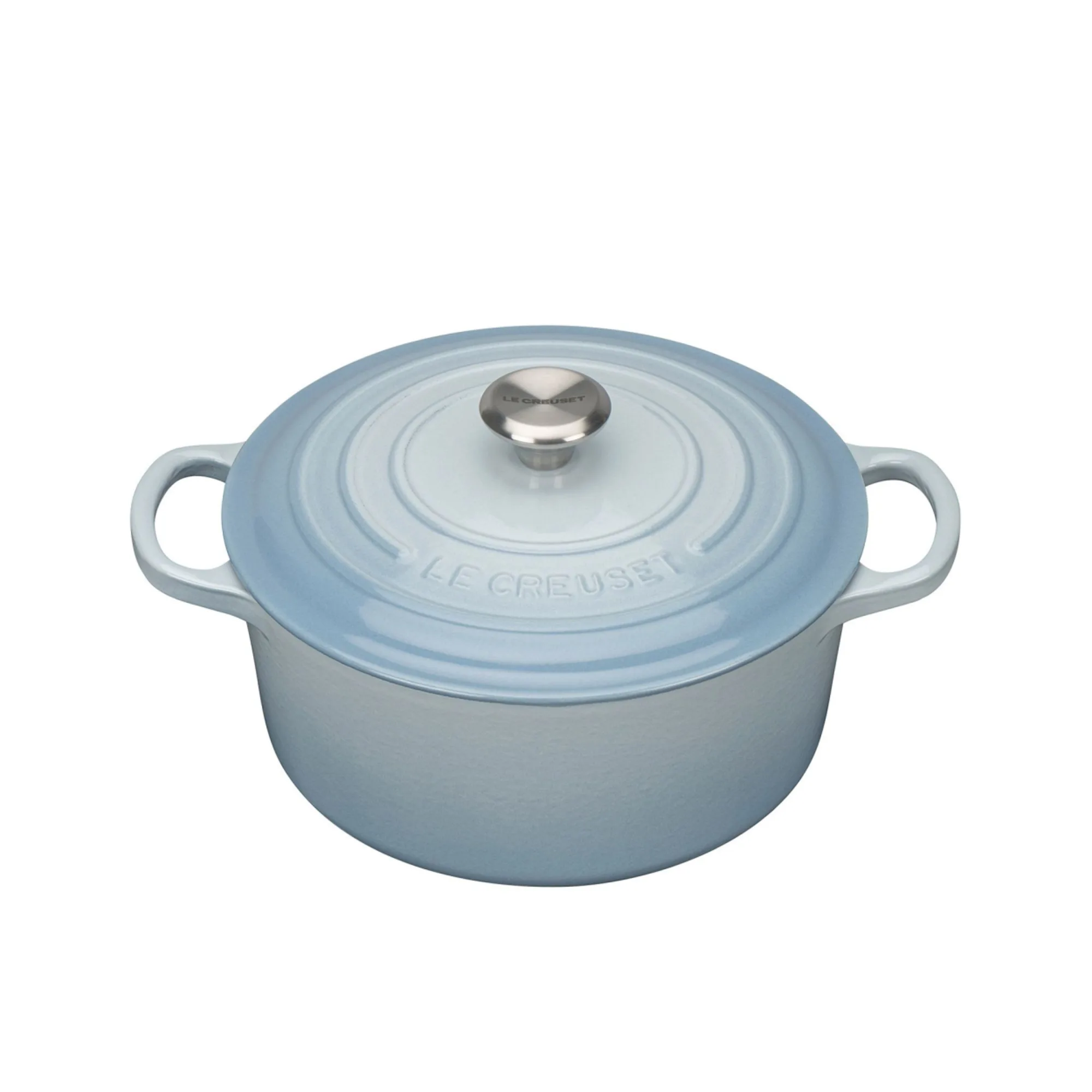 Le Creuset Signature Cast Iron Round Casserole 22cm - 3.3L Coastal Blue Image 1