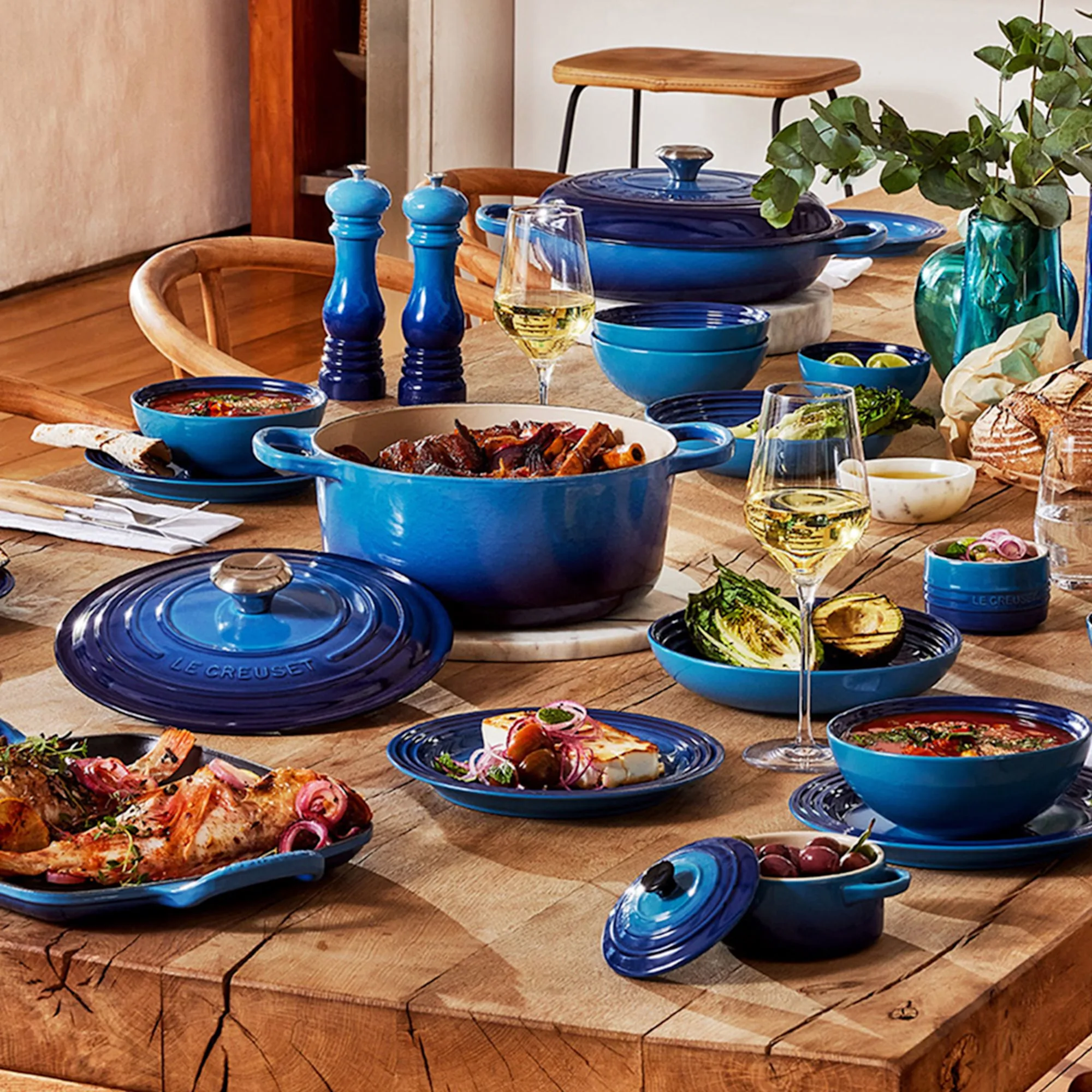 Le Creuset Stoneware Salad Plate Set of 4 Azure Blue Image 2