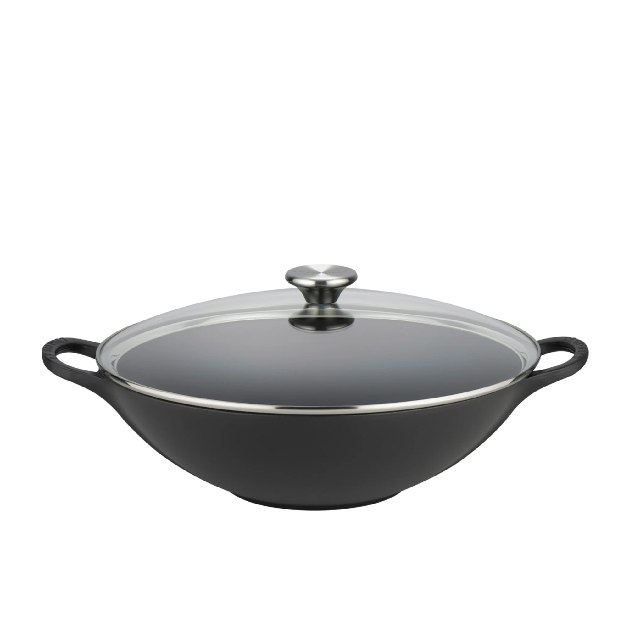 Le Creuset Cast Iron Wok with Glass Lid 32cm Satin Black Image 1