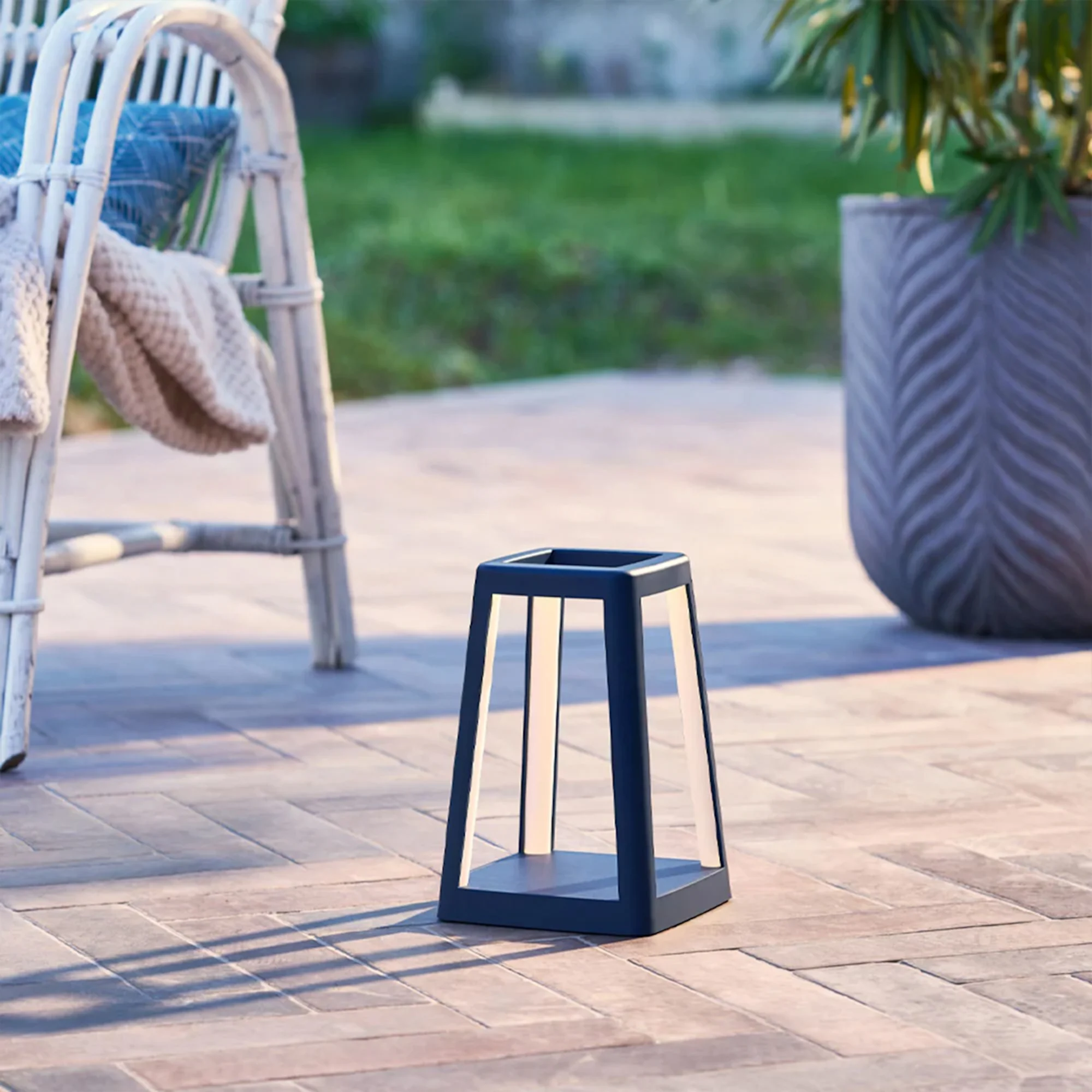 Lexon Lantern Portable Lamp with Built In Wireless Charger Blue Image 3