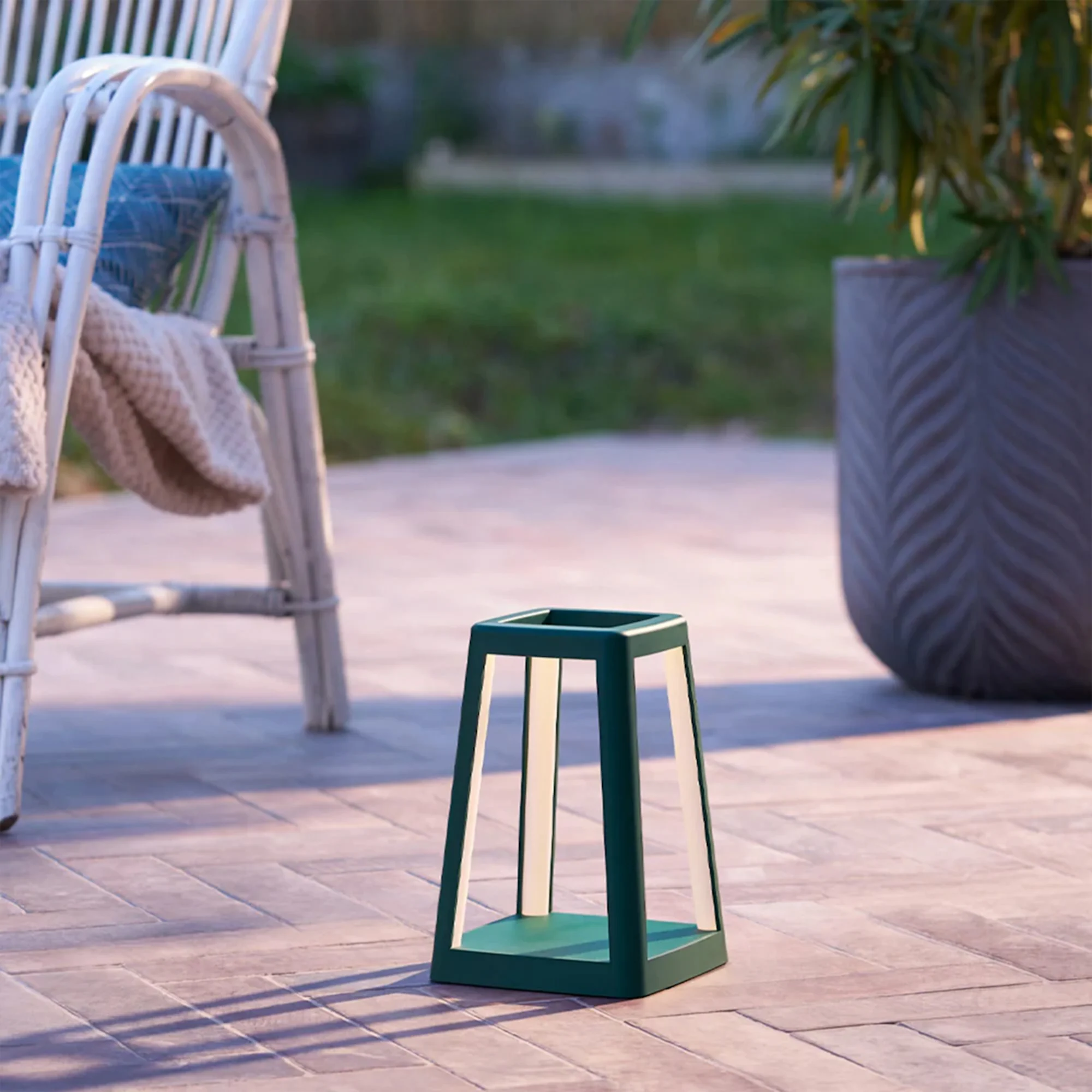 Lexon Lantern Portable Lamp with Built In Wireless Charger Green Image 3