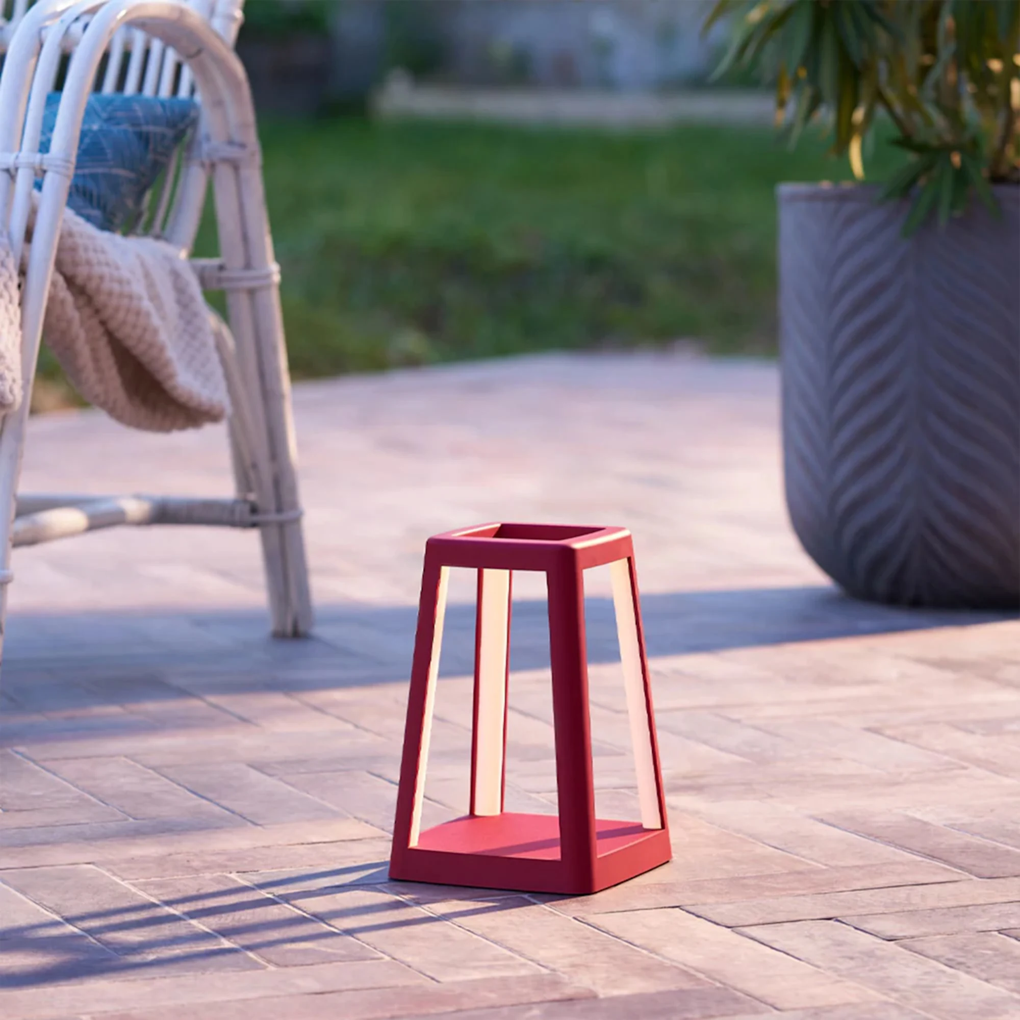 Lexon Lantern Portable Lamp with Built In Wireless Charger Red Image 3