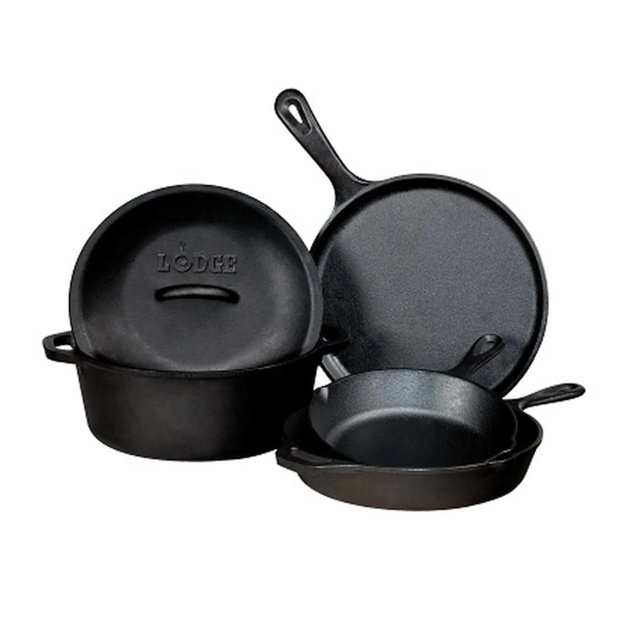 Lodge Cast Iron 5pc Seasoned Cast Iron Cookware Set Image 1