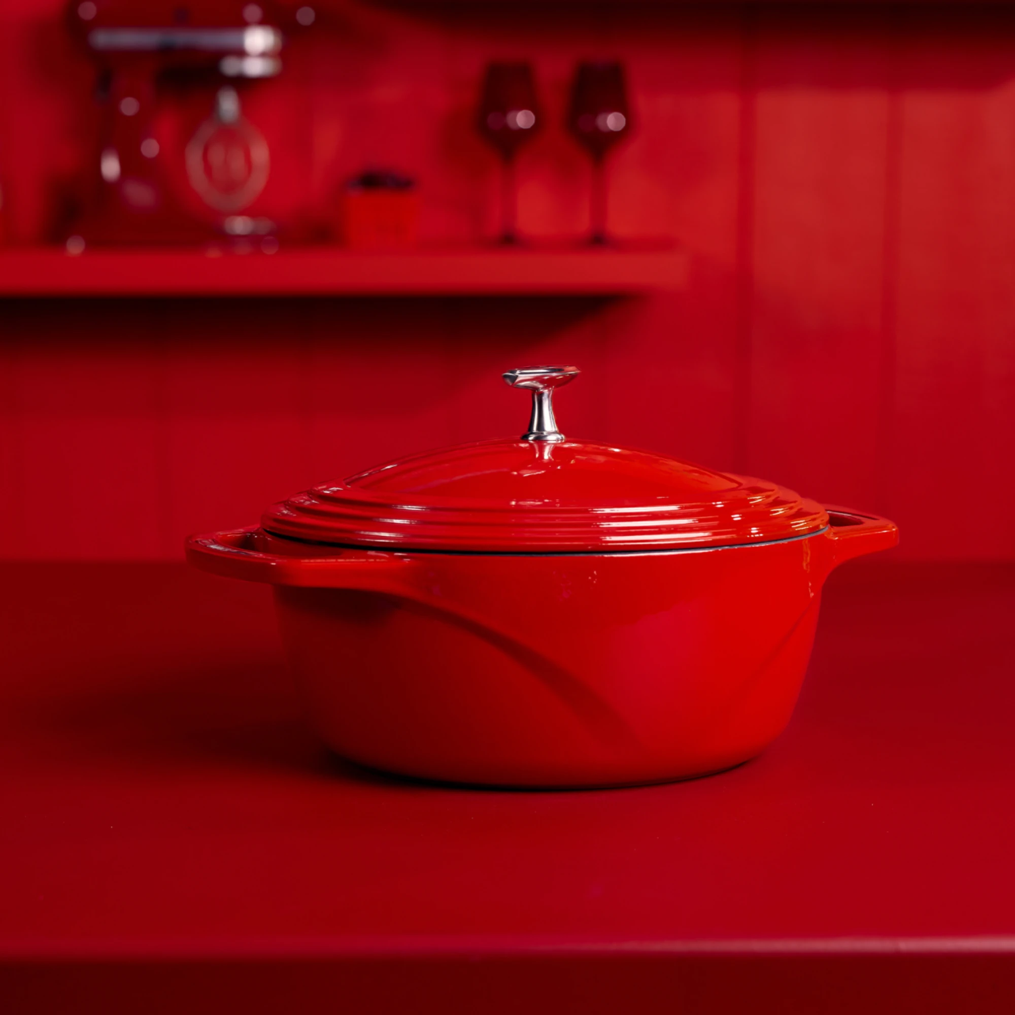 Lodge Enamel Cast Iron Cherry On Top Dutch Oven 34cm 4 5 6L Red Image 2