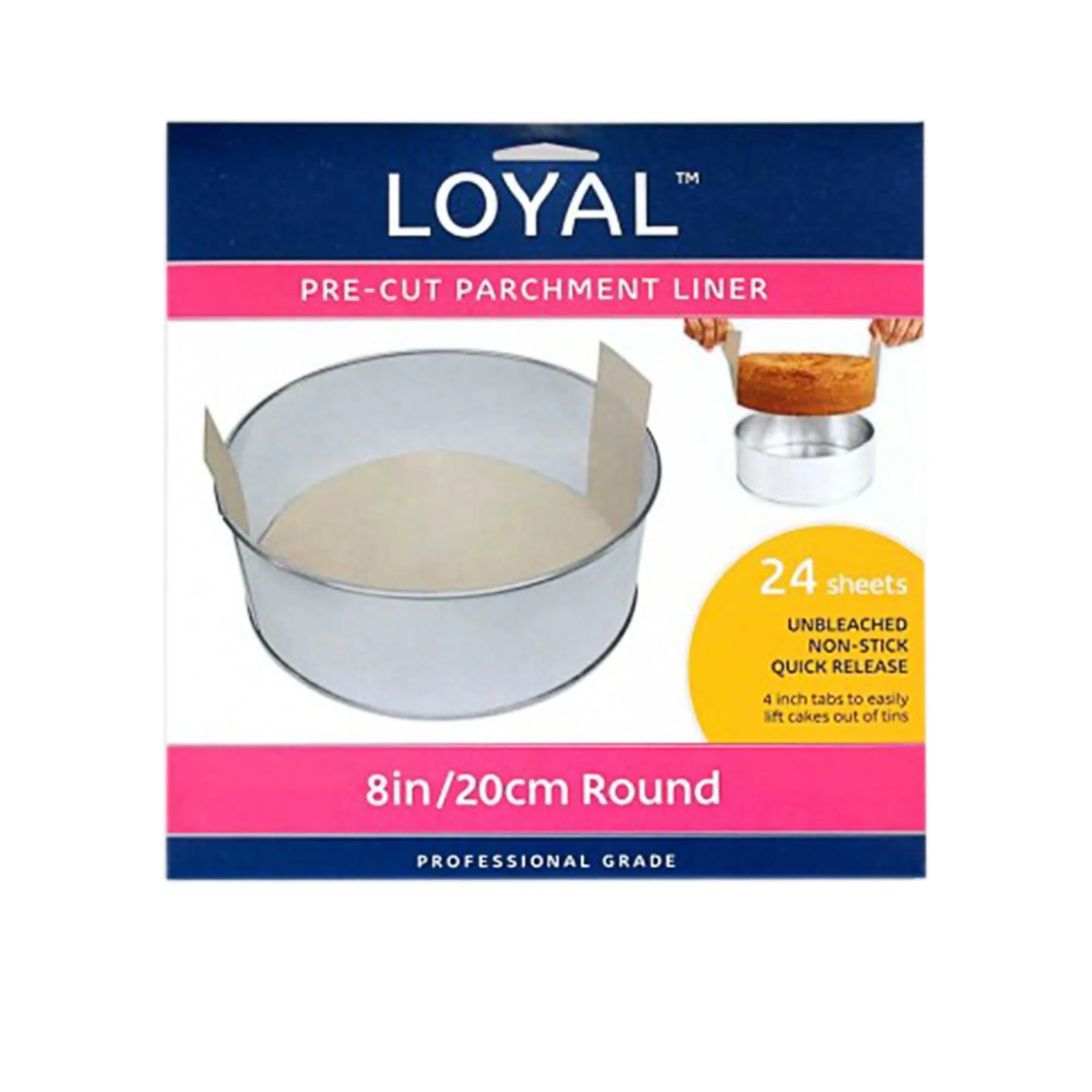 Loyal Round Pre-Cut Parchment Paper with Tabs 20cm Kitchen - Technical View