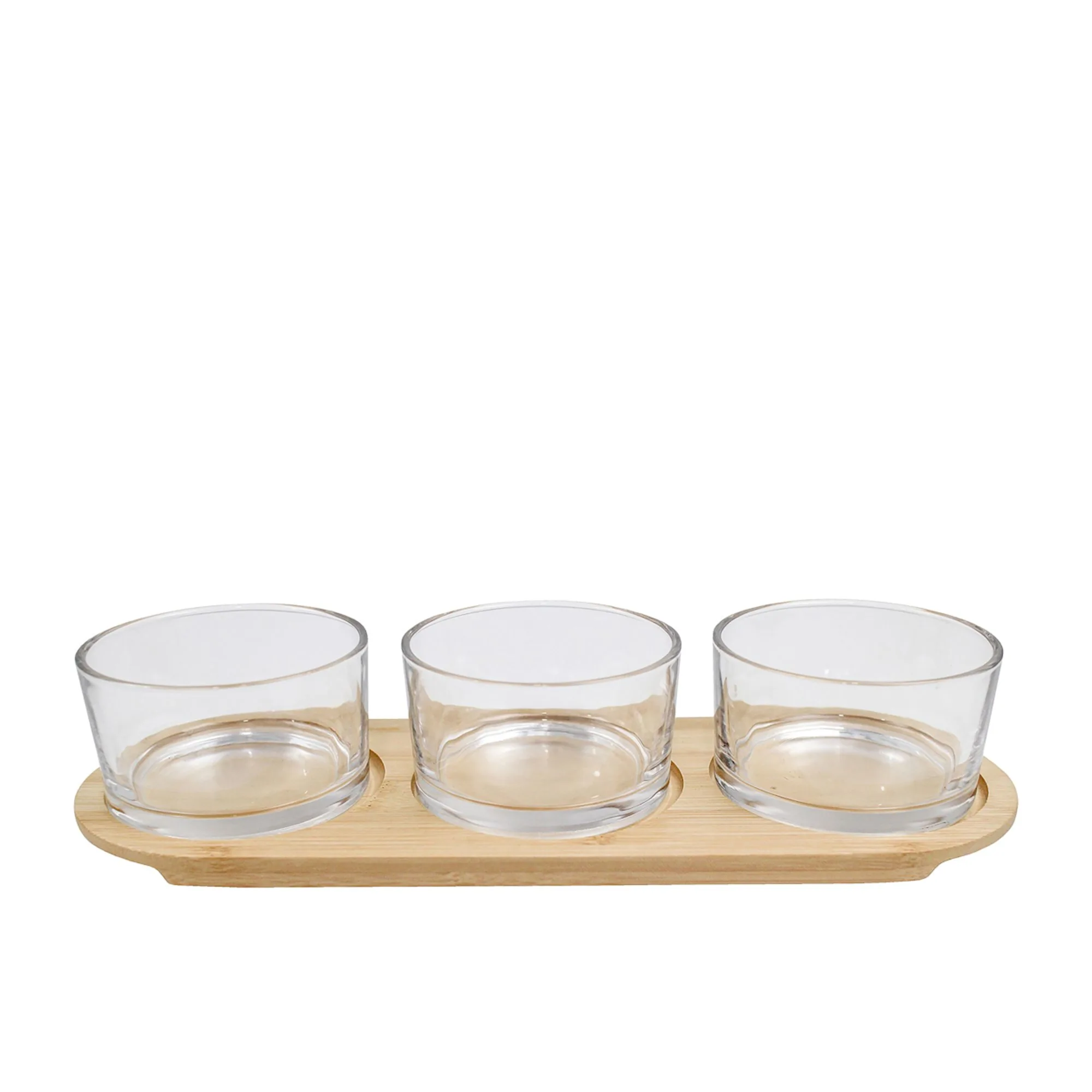 T&C Society Round Glass Bowl with Serving Tray 30cm Set 4pc Image 1