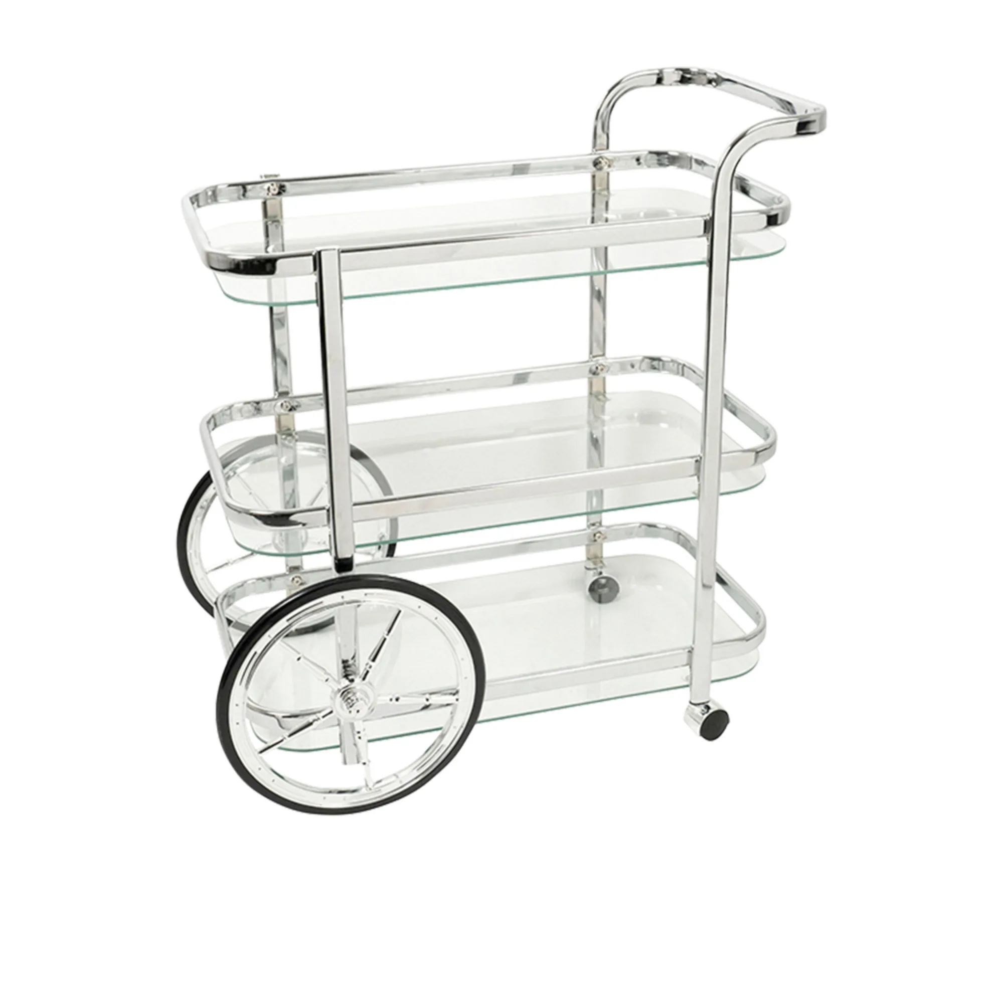 Norris Bar Cart Triple Shelf Silver Image 1
