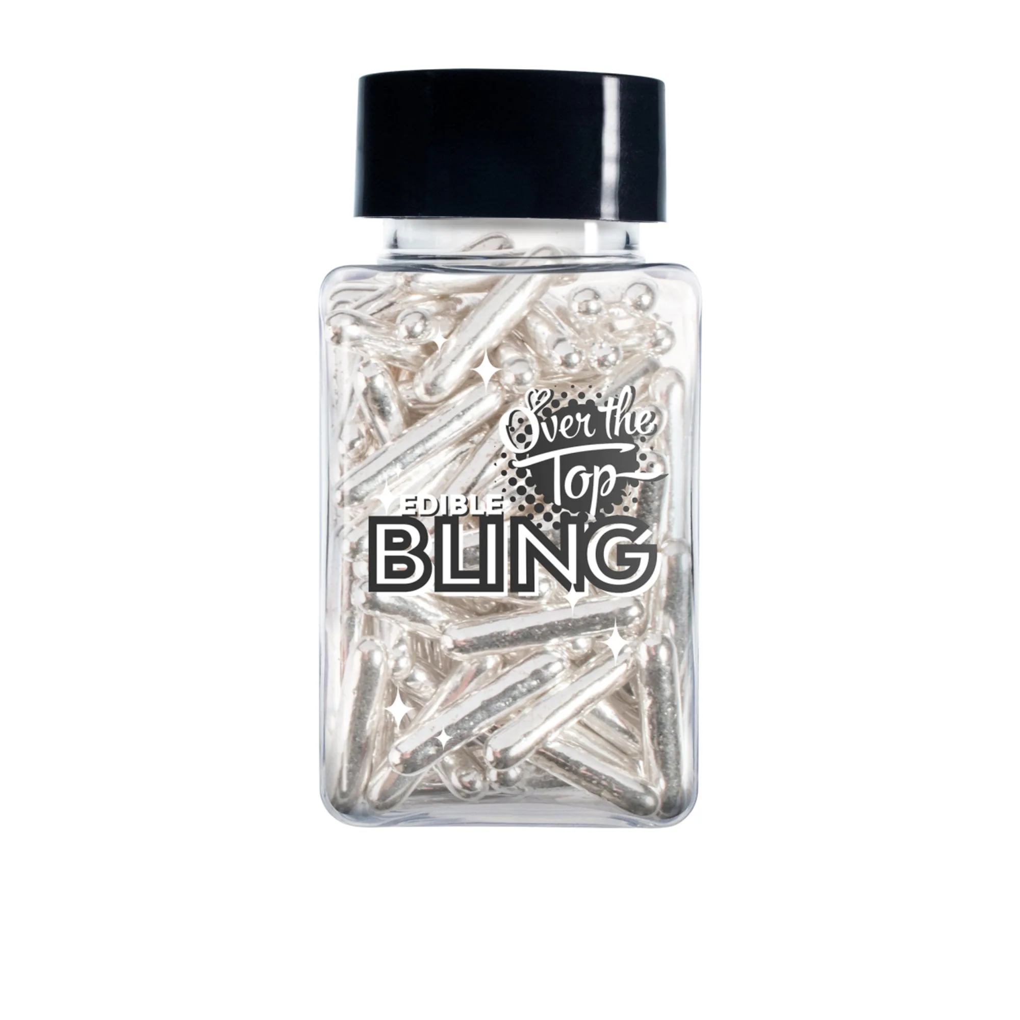 Over The Top Edible Bling Metallic Rods 70g Silver Image 1