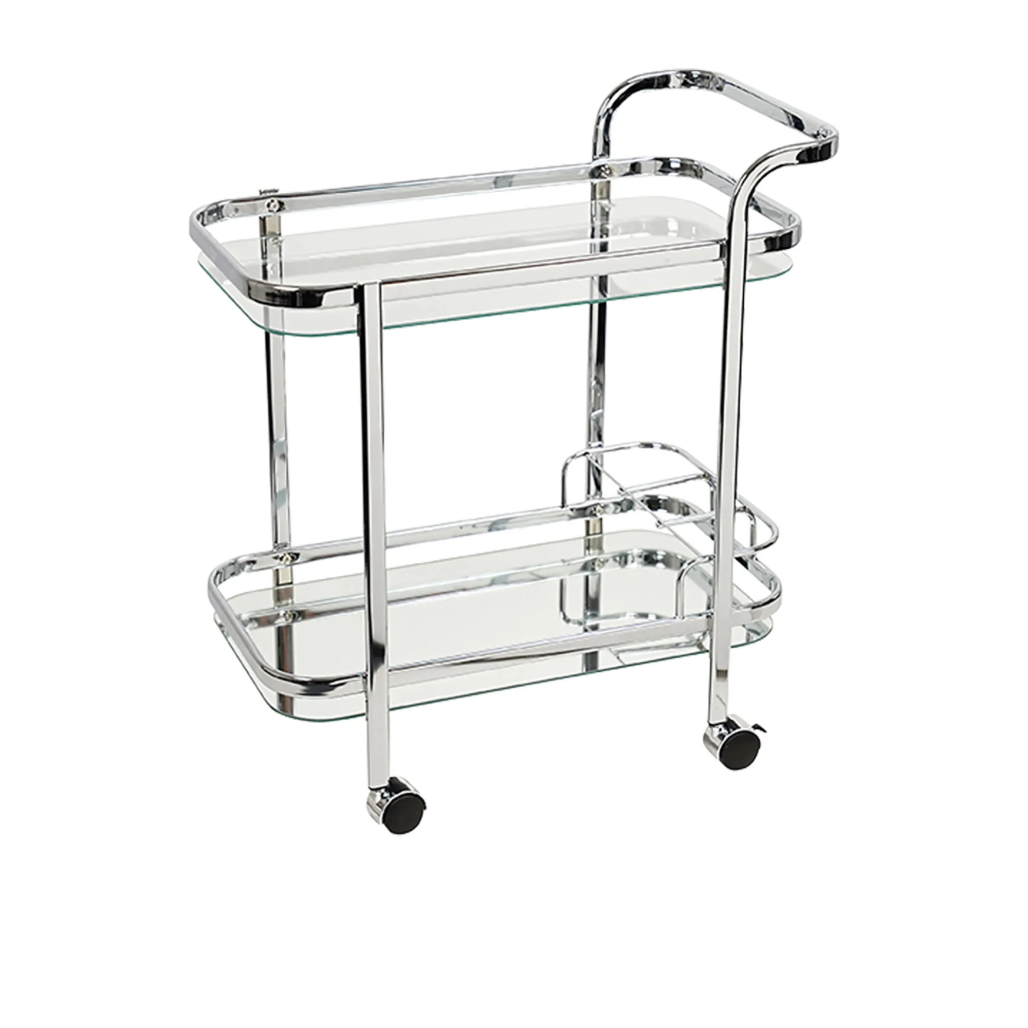 Piaf Bar Cart with Bottle Holder Silver Image 1