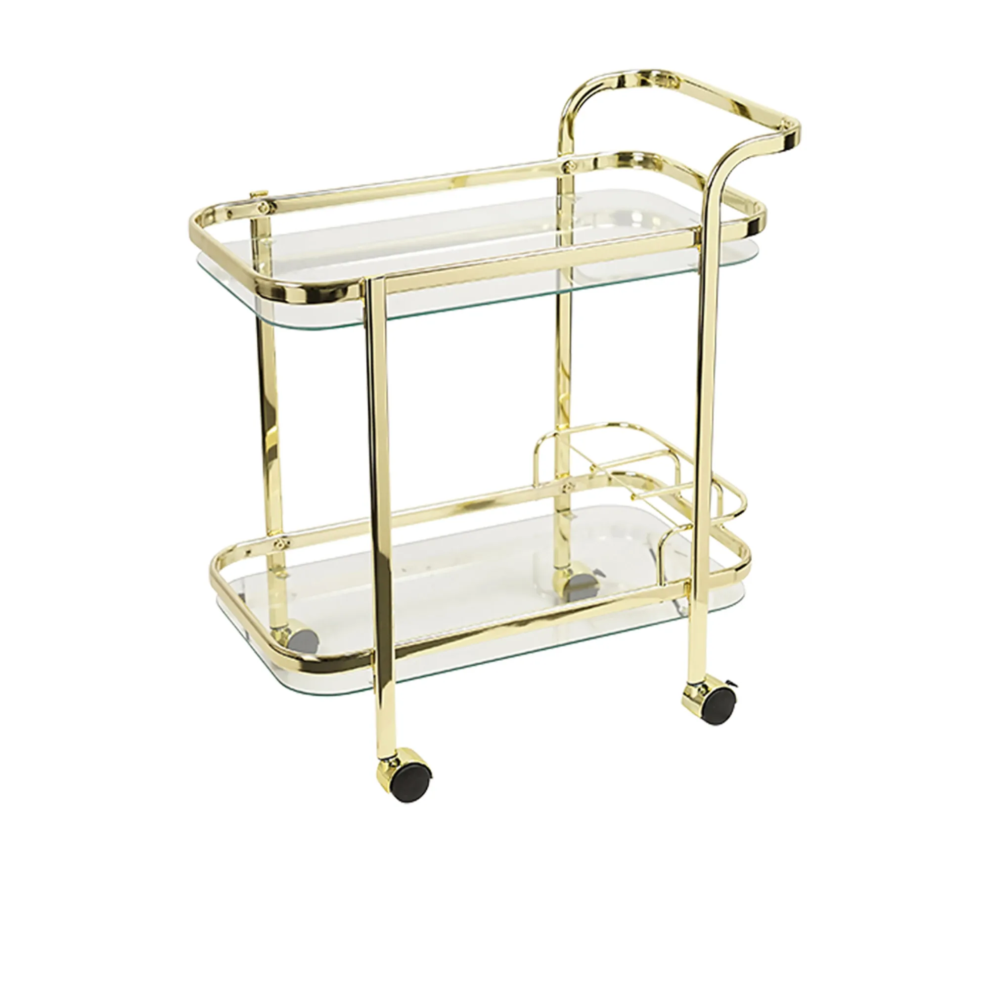 Piaf Bar Cart with Bottle Holder Gold Image 1