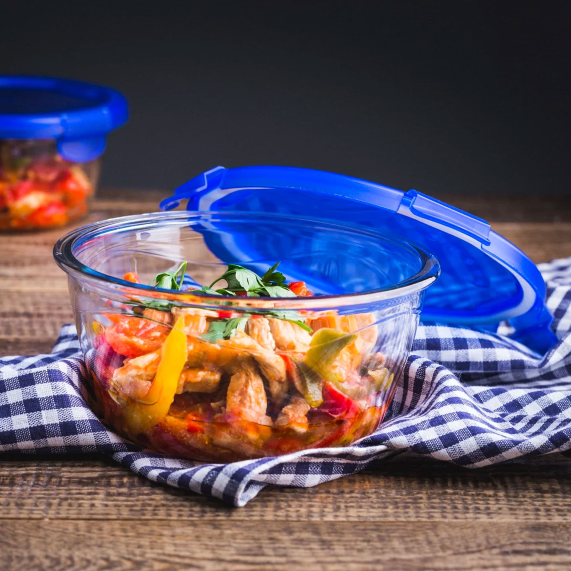 Pyrex Cook & Go Round Glass Storage 1.6L Blue Image 2