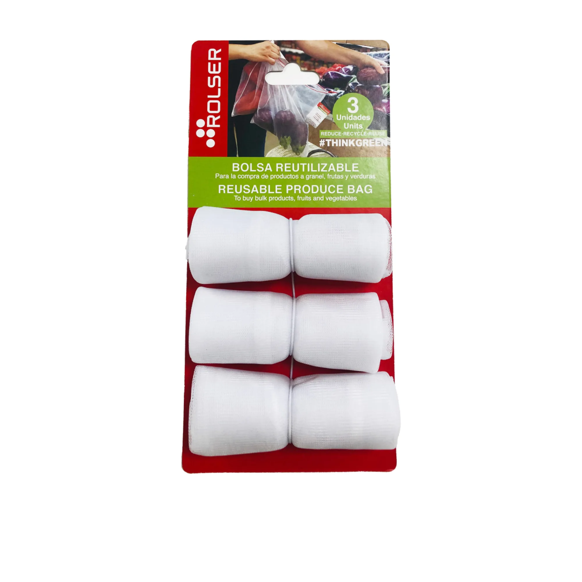 Rolser Resuable Produce Bag Set of 3 White Image 1