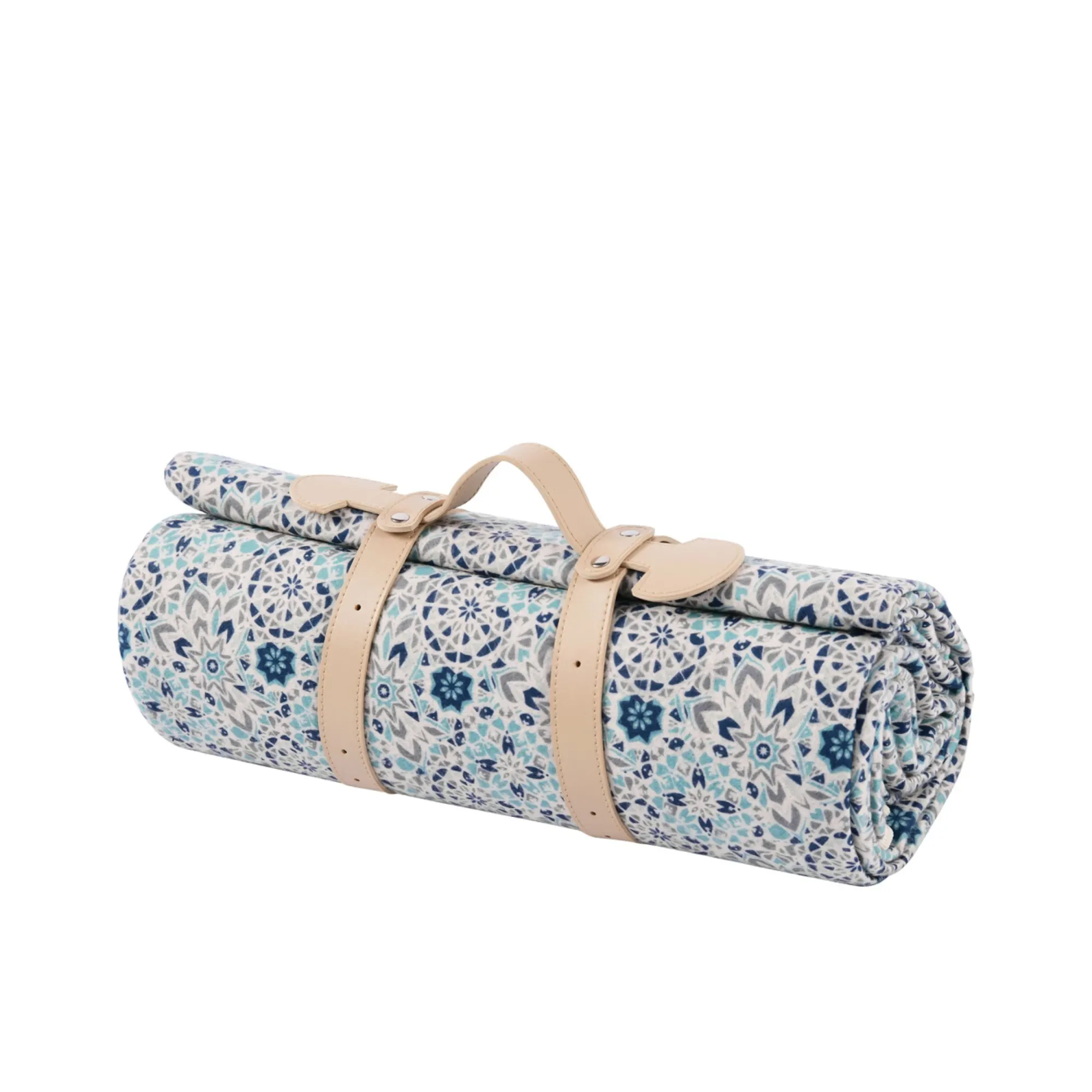 Sherwood Cotton Top Picnic Rug Blue Mosaic Image 1
