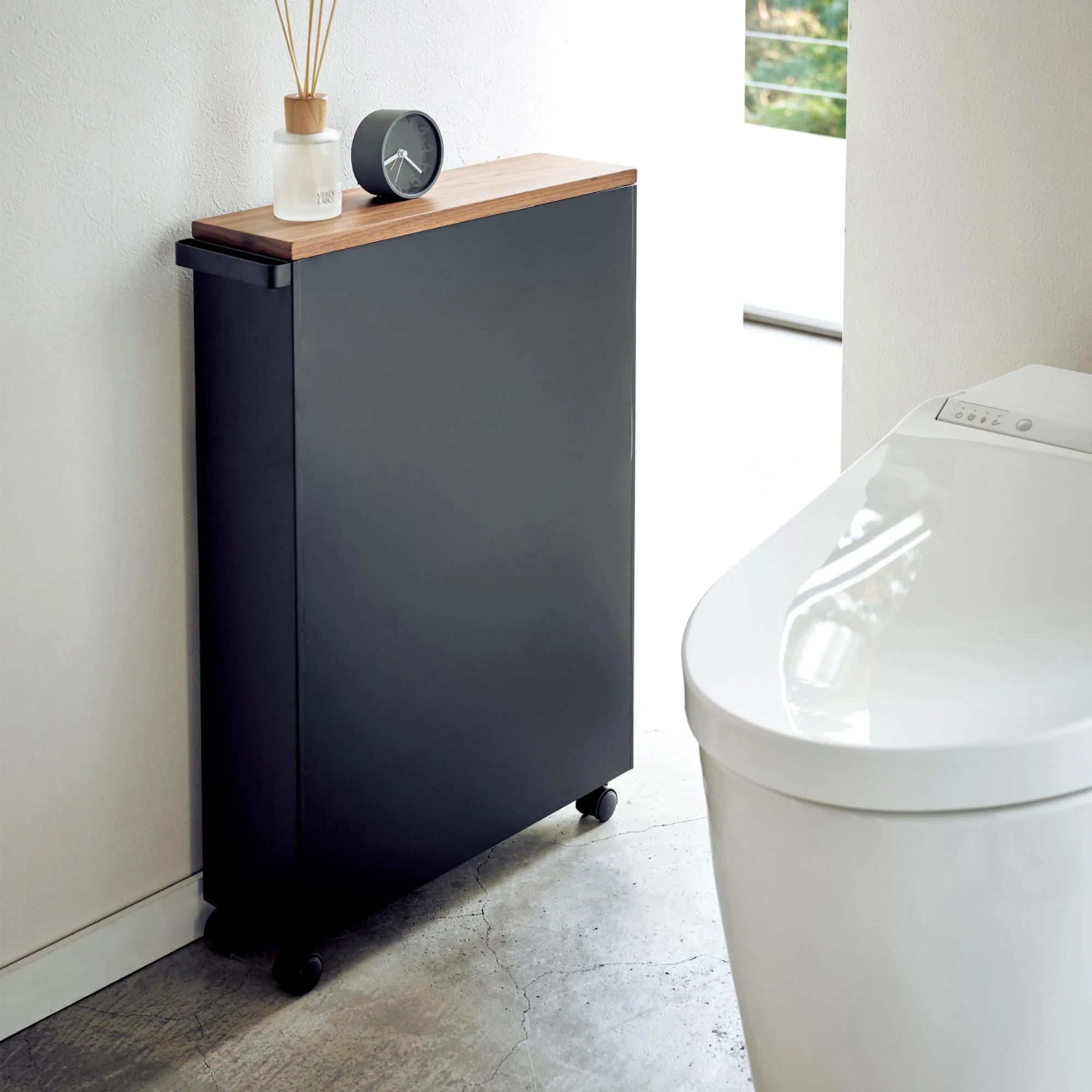 Yamazaki Tower Semi-Closed Storage Cart Black Image 3