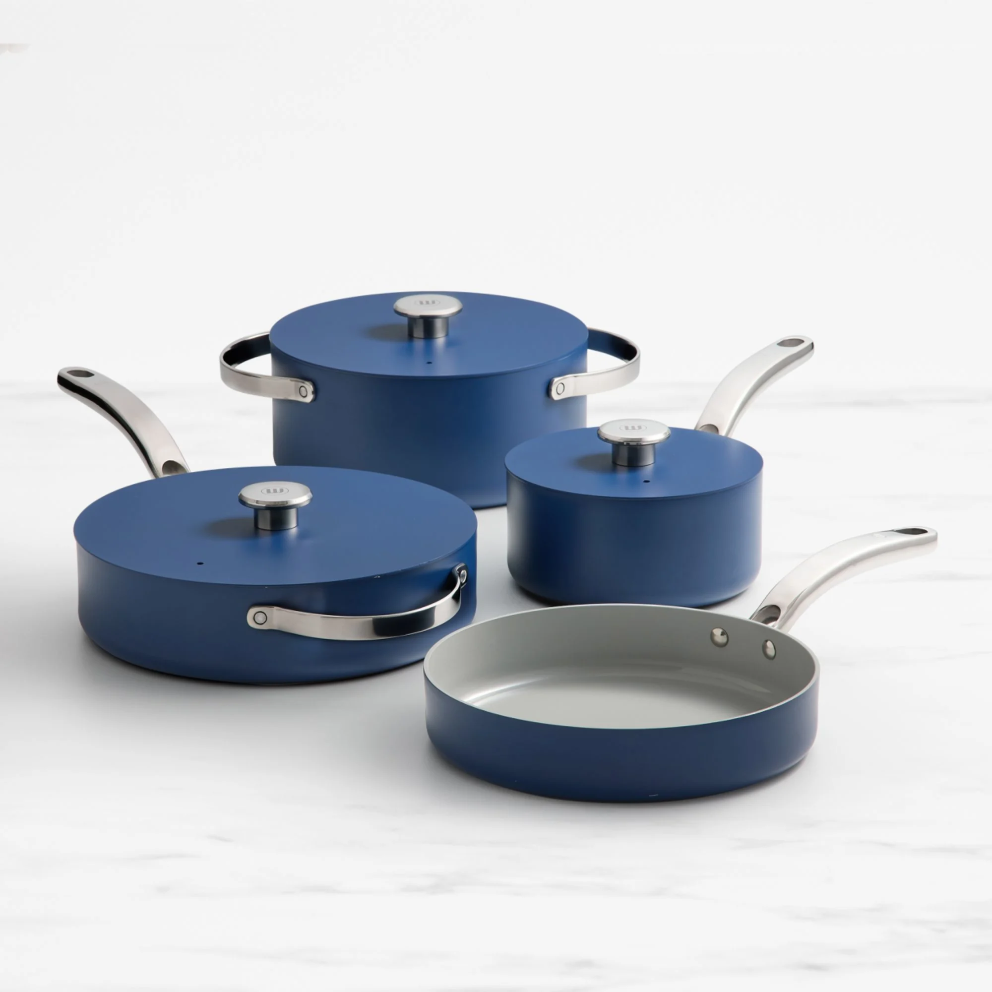 Wolstead Mineral 4pc Non Stick Cookware Set Navy Image 1