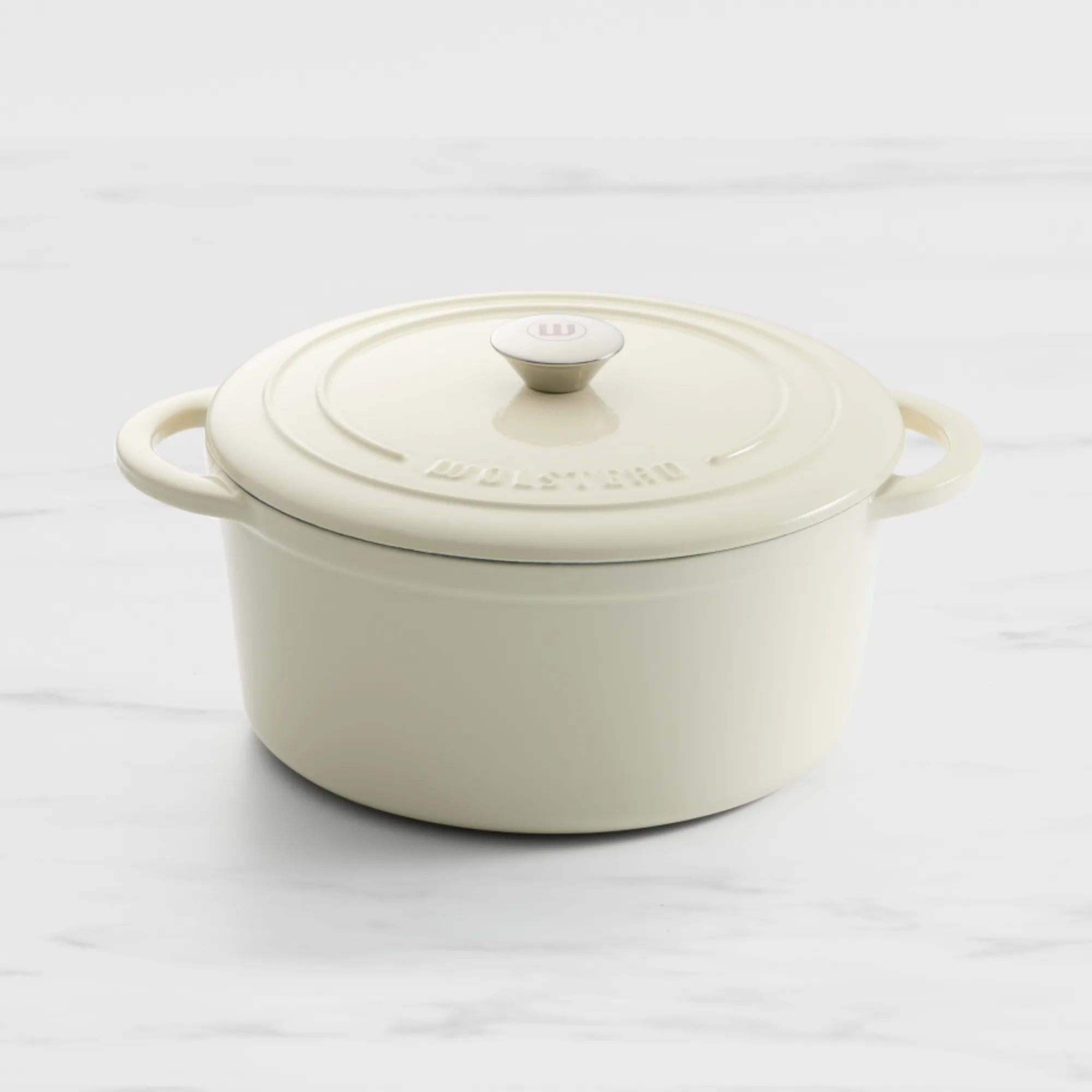 Wolstead Endure Round Enamel Cast Iron Casserole 26cm - 5L Ivory Image 1