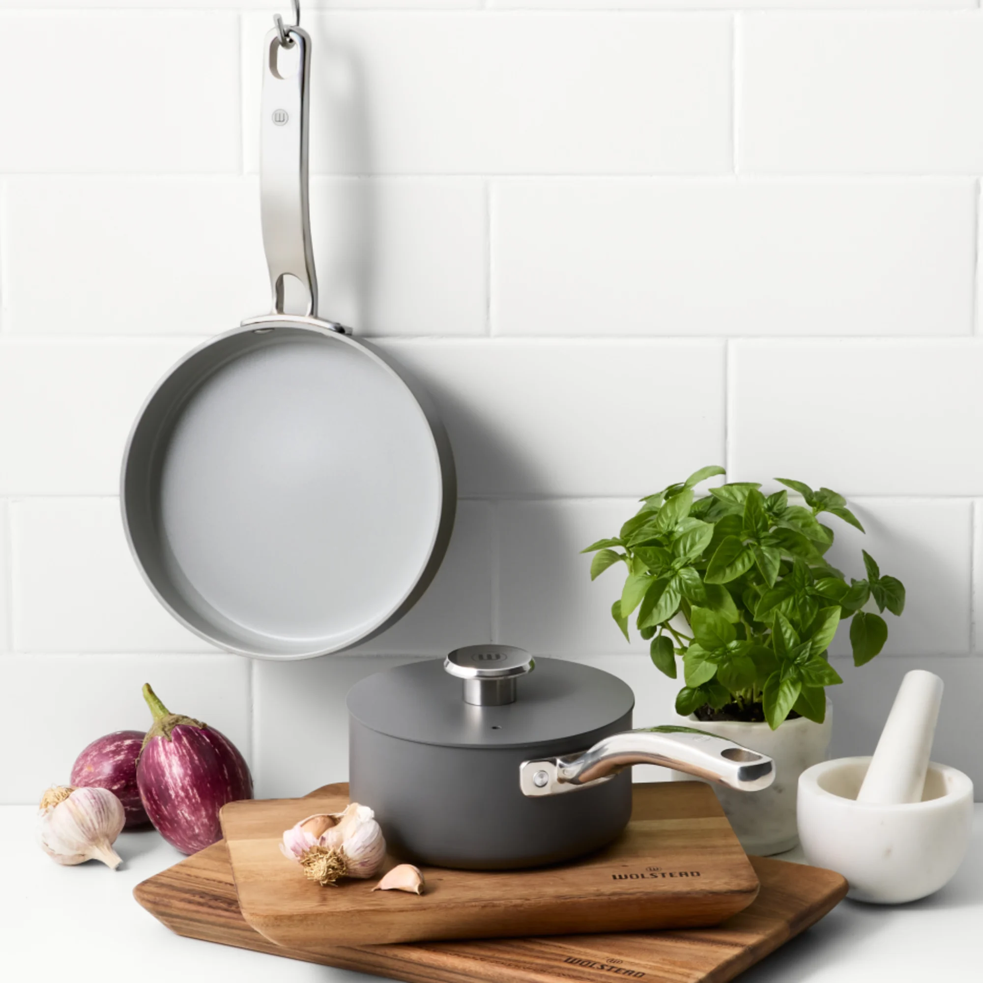 Wolstead Mineral 2pc Non Stick Cookware Set Grey Image 2