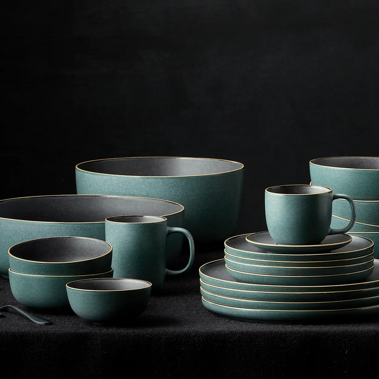 Salisbury & Co Eclipse Dinner Set 12pc Green Image 6
