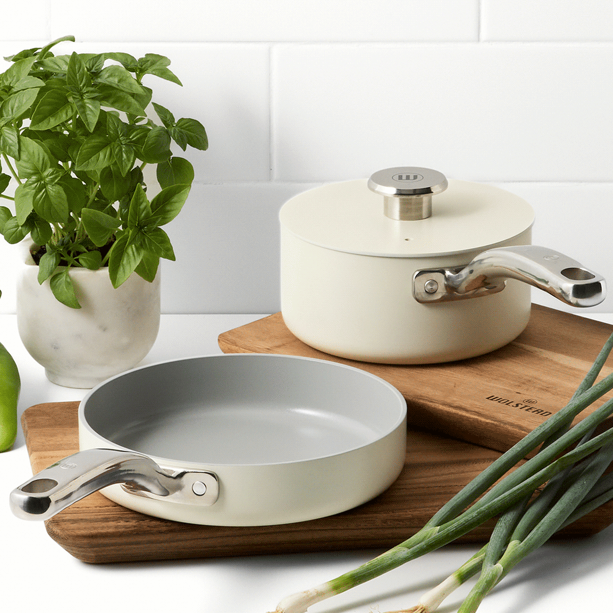 Wolstead Mineral 2pc Non Stick Cookware Set Ivory Image 6