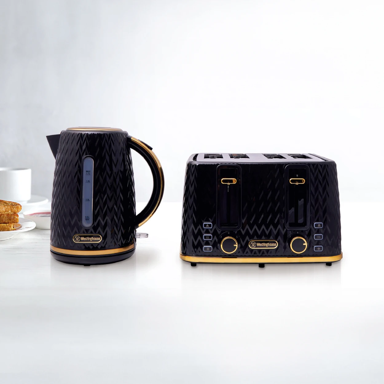 Westinghouse Kettle and Toaster Pack Black - Zigzag Pattern Image 2