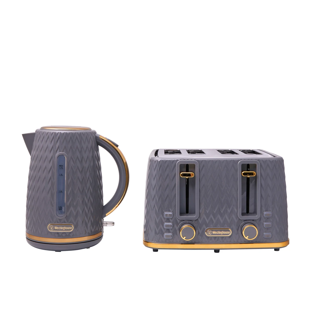 Westinghouse Kettle and Toaster Pack Grey - Zigzag Pattern Image 1