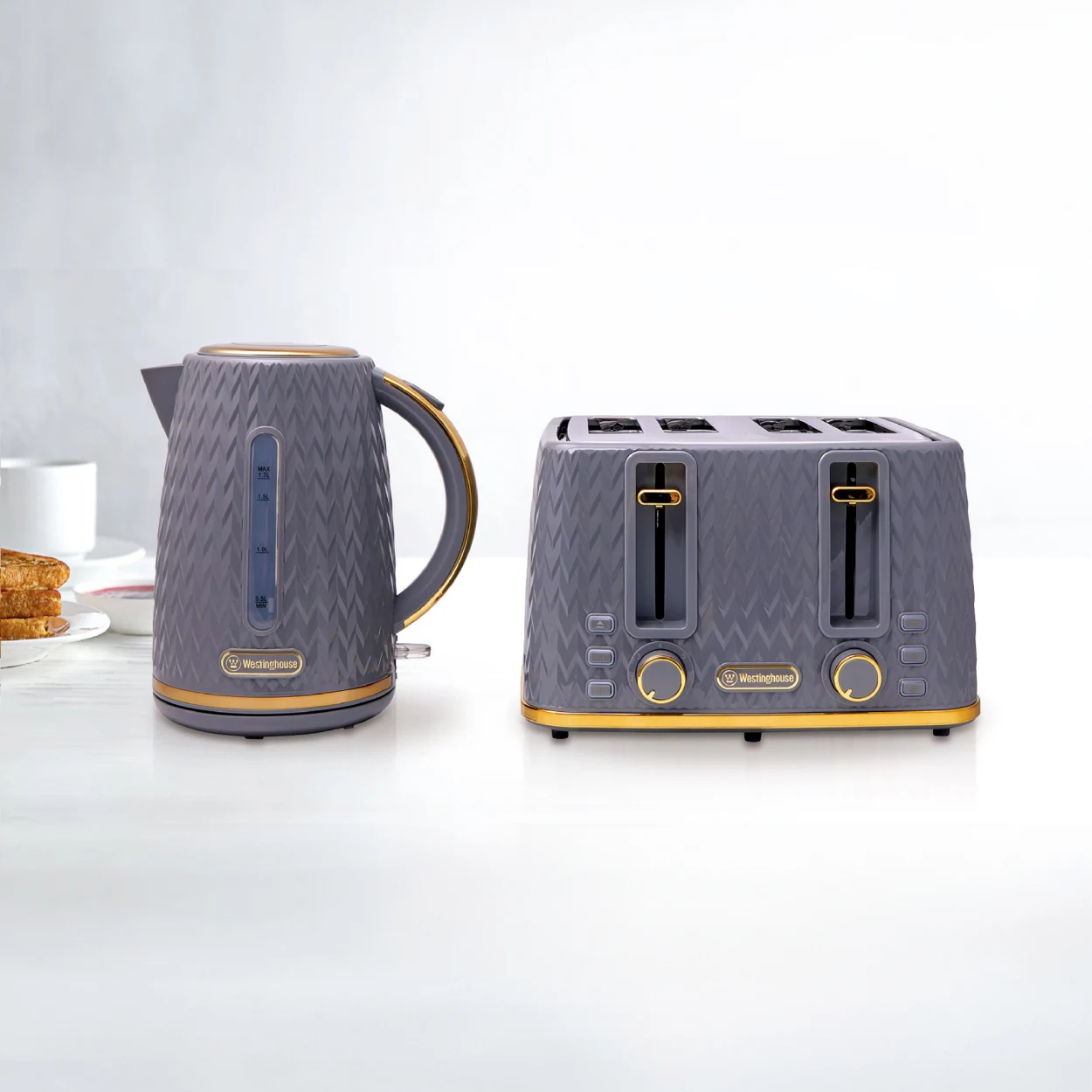 Westinghouse Kettle and Toaster Pack Grey - Zigzag Pattern Image 2