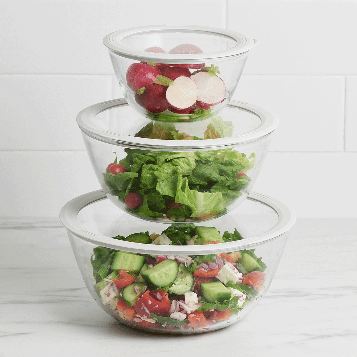 Kitchen Pro Mixwell Mixing Bowl with Glass Lid Set 3pc 5
