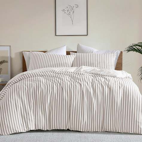 Ardor Boudoir Frankie Stripe Quilt Cover Set Queen Natural | Kitchen Warehouse