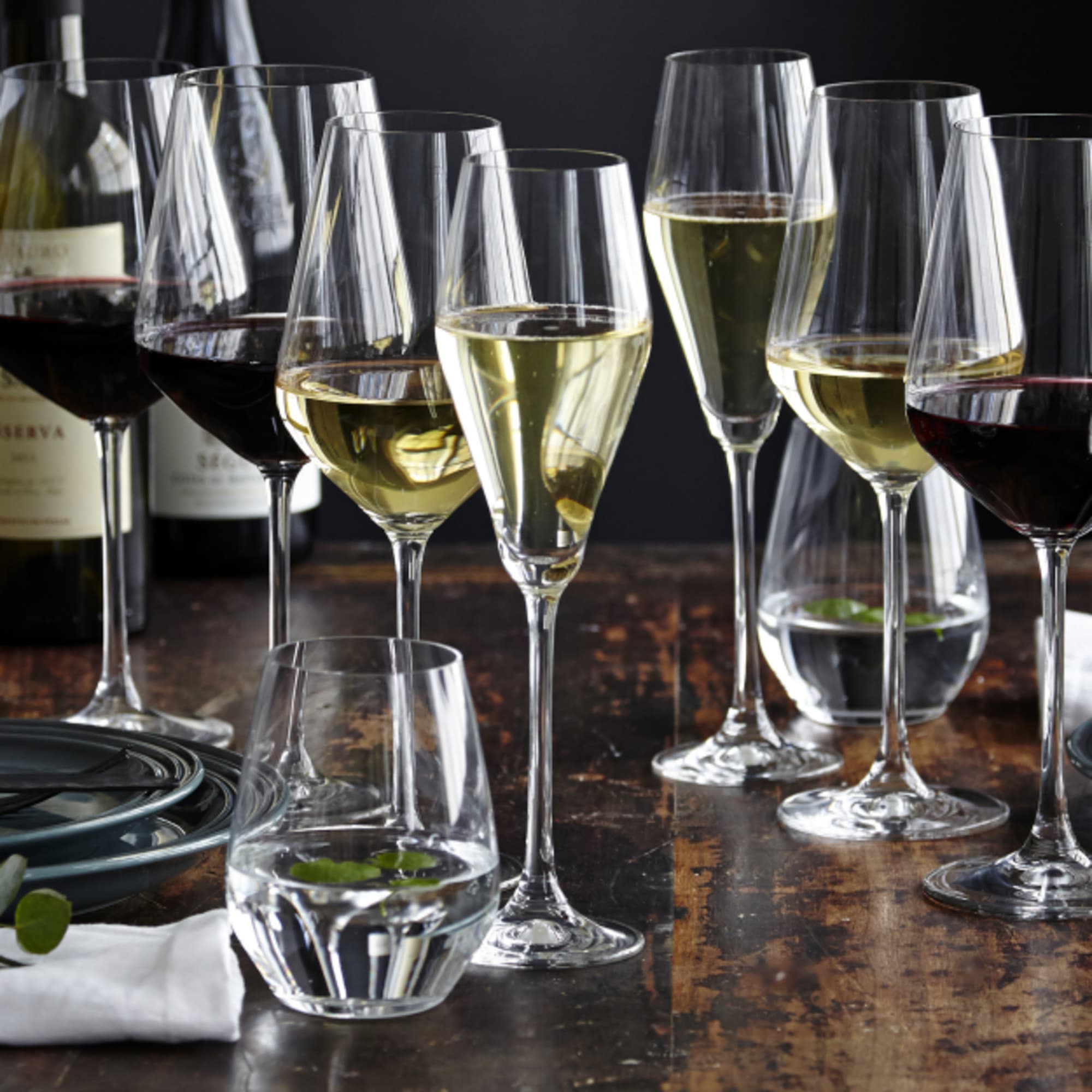 tall wine glass Square Wine Glasses Set of 4, Crystal Stemmed Modern Wine Glasses 16 O